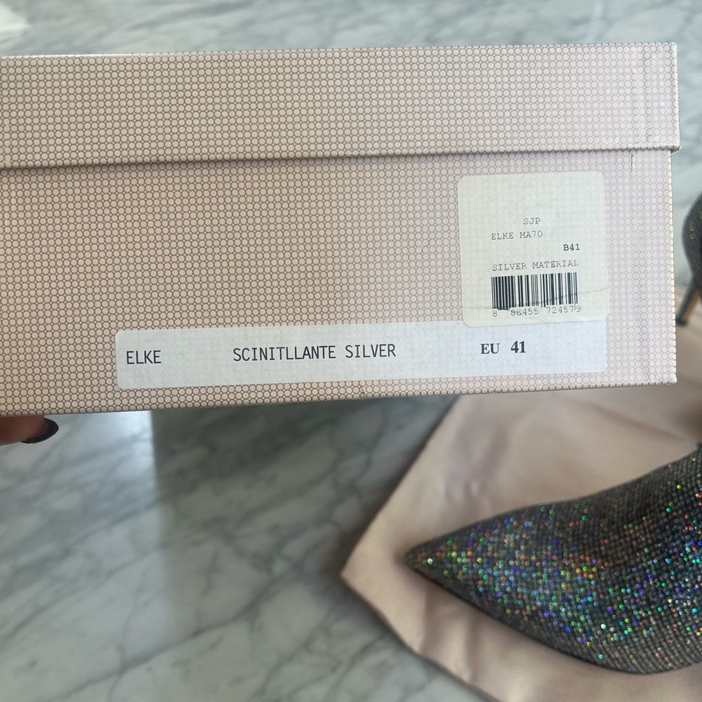 SJP - Sarah Jessica Parker Silver  Glitter Booties NWT Size 41 - Picture 3 of 6